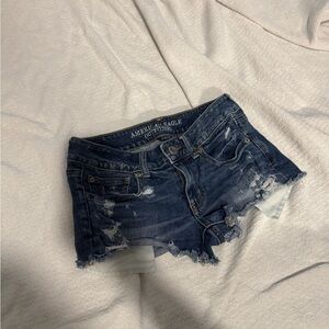 American Eagle Outfitters Distressed Dark Blue Jean Shorts